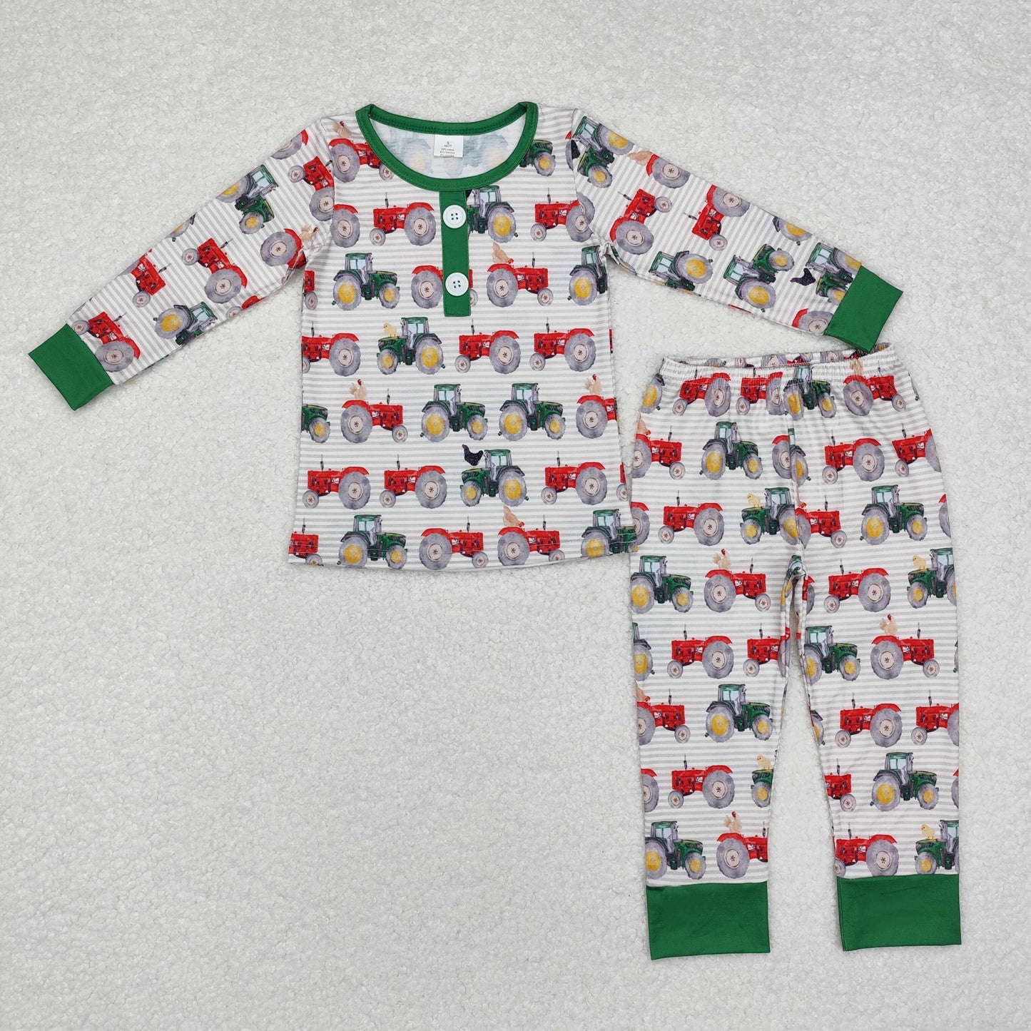 Stripe car Print Long Sleeve Pajamas ( material contains bamboo )