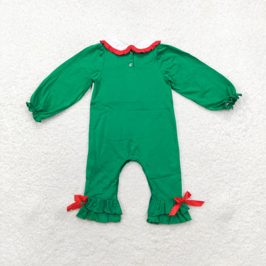 Christmas Green Embroidery Baby Romper