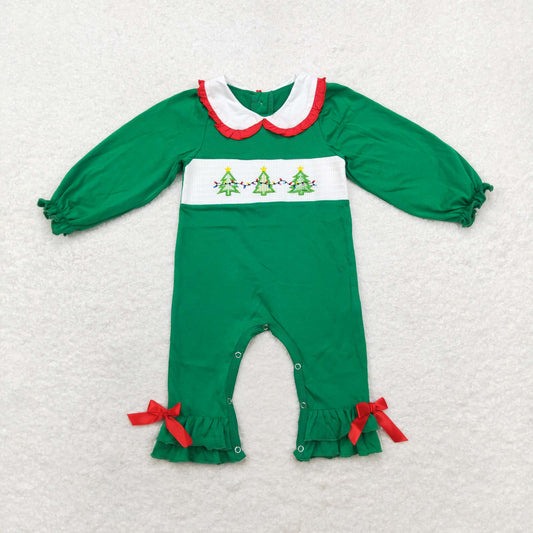 Christmas Green Embroidery Baby Romper