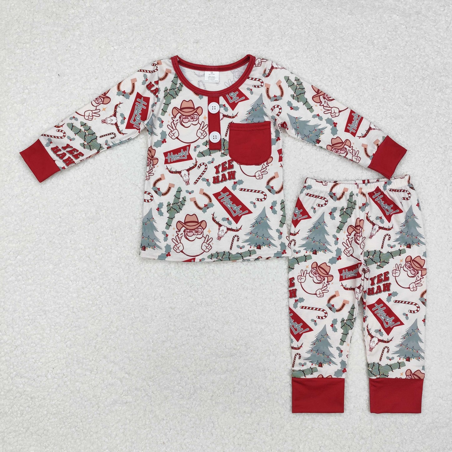 Christmas tree Print Long Sleeve Pajamas ( material contains bamboo )