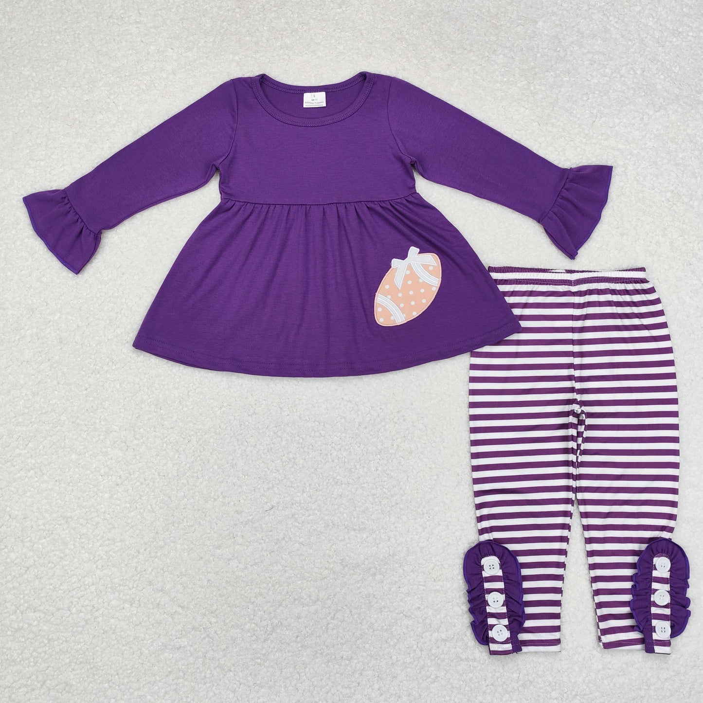 Purple Embroidered Baseball Pants Girls Outfits