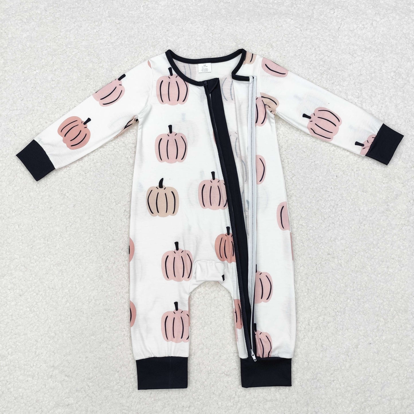Pumpkin print Baby Romper With zipper( material contains bamboo )