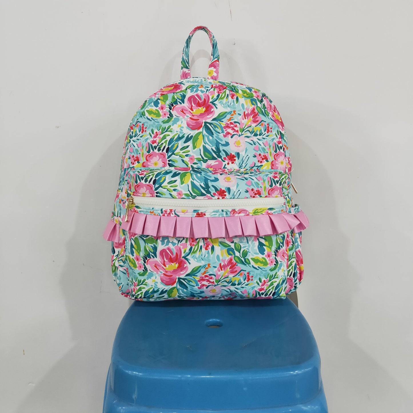 BA0176 Flower Pink Ruffles Backpack Bag