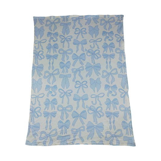 Blue Bow Print kids Blanket BL0224