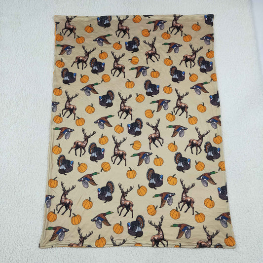 BL0292 Fall Pumpkin Duck Hunting Orange Baby Newborn Blanket