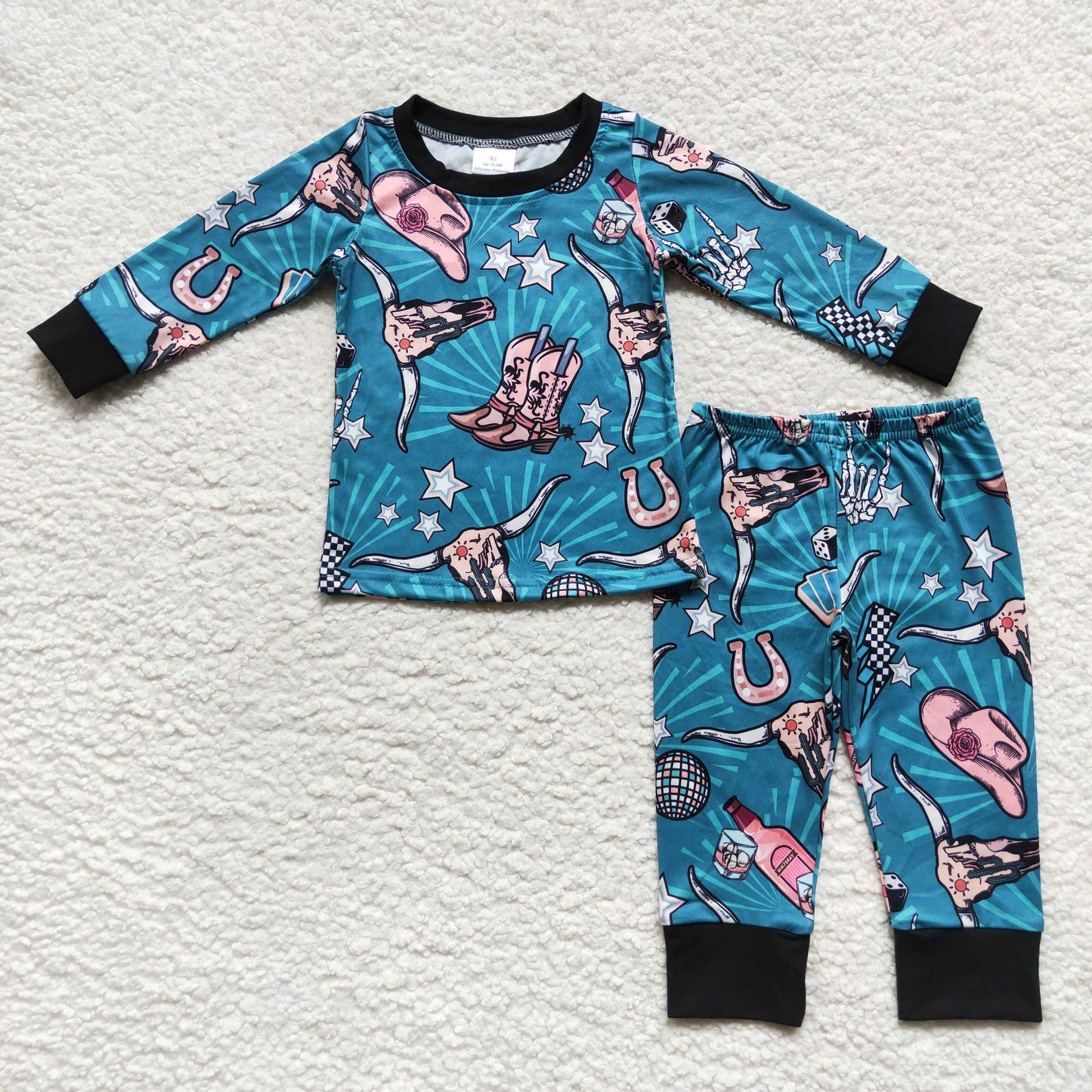 Blue cattle print boys outfits
