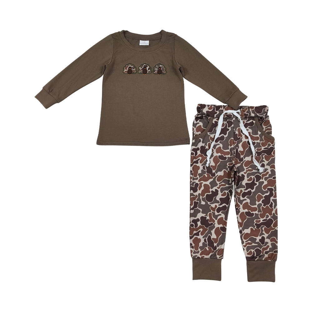 Thanksgiving Embroidered Turkey Camo Boy set BLP1473