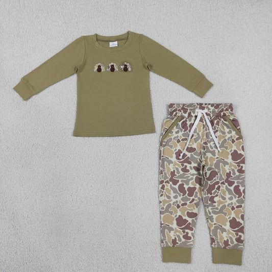 BLP1474 Embroidery Thanksgiving Day Turkey Camo Boys Set