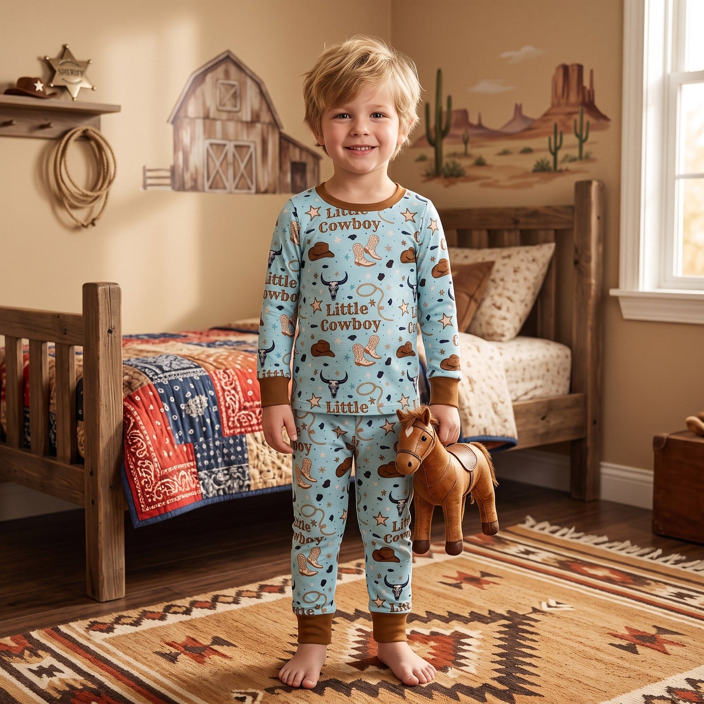 BLP1485 Western Little Cowboy Boys Pajamas Outfits