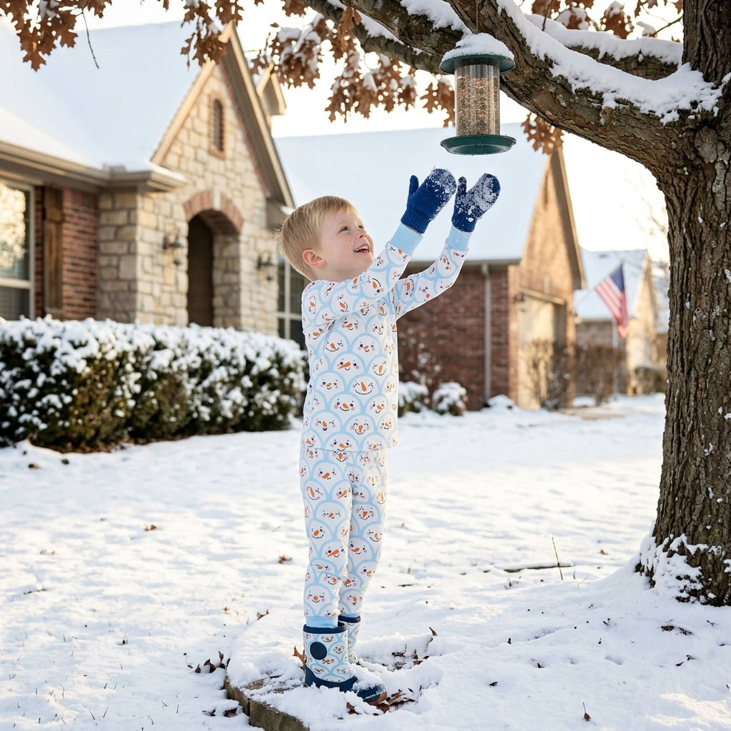 BLP1514 Christmas Snowman Blue Boys Pajamas Outfits