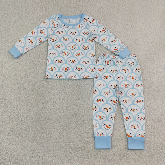 BLP1514 Christmas Snowman Blue Boys Pajamas Outfits