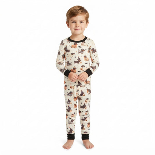BLP1548 Halloween Ghost Pumpkin Puppy Boys Pajamas Outfits