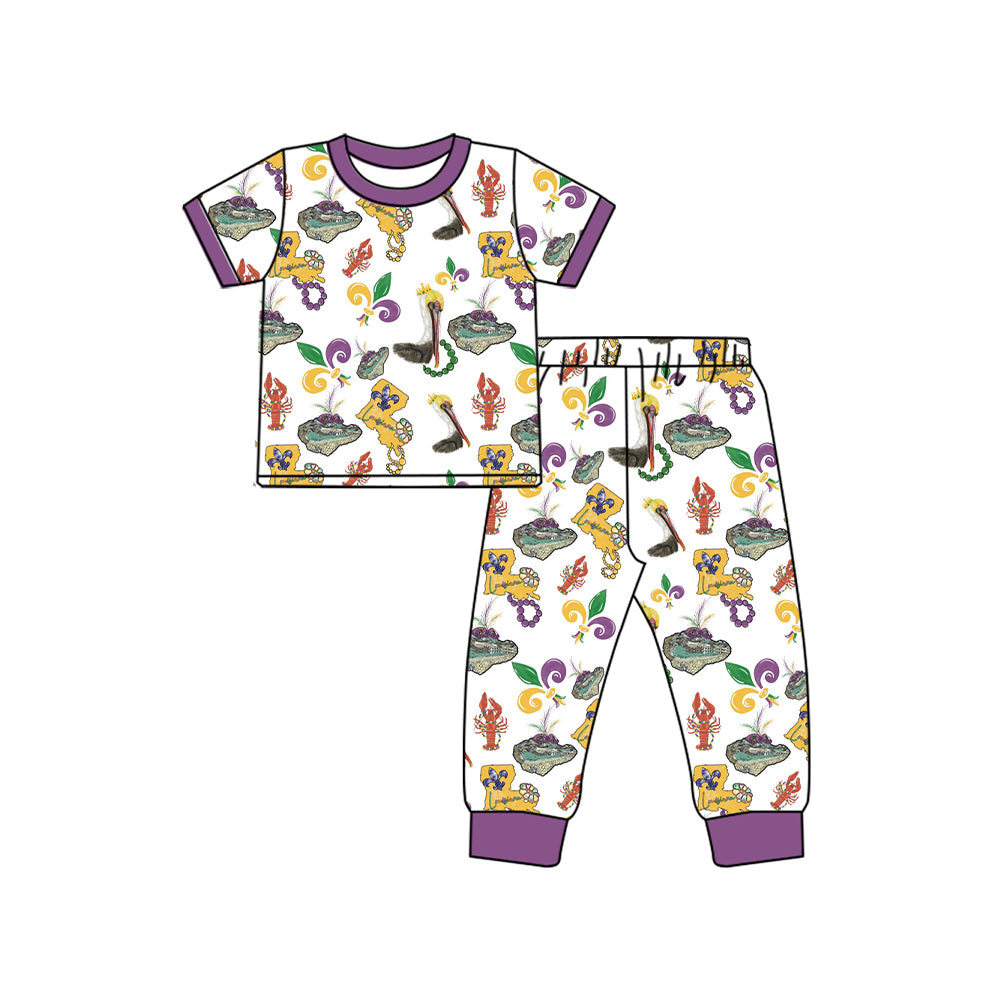 pre -order purple cartoon print boys set BSPO0546