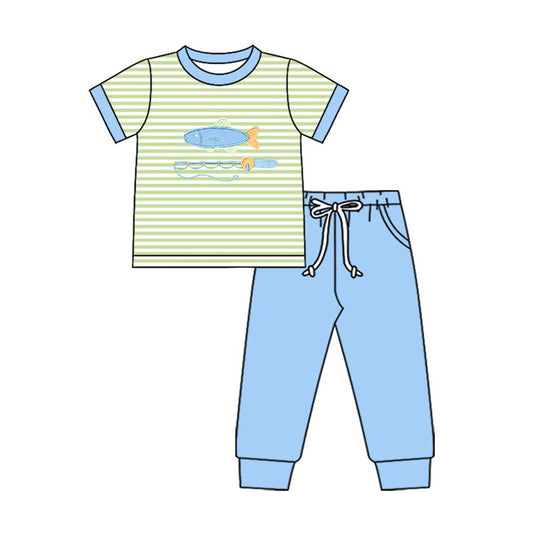 pre -order stripe Fish short sleeve boy set BSPO0612