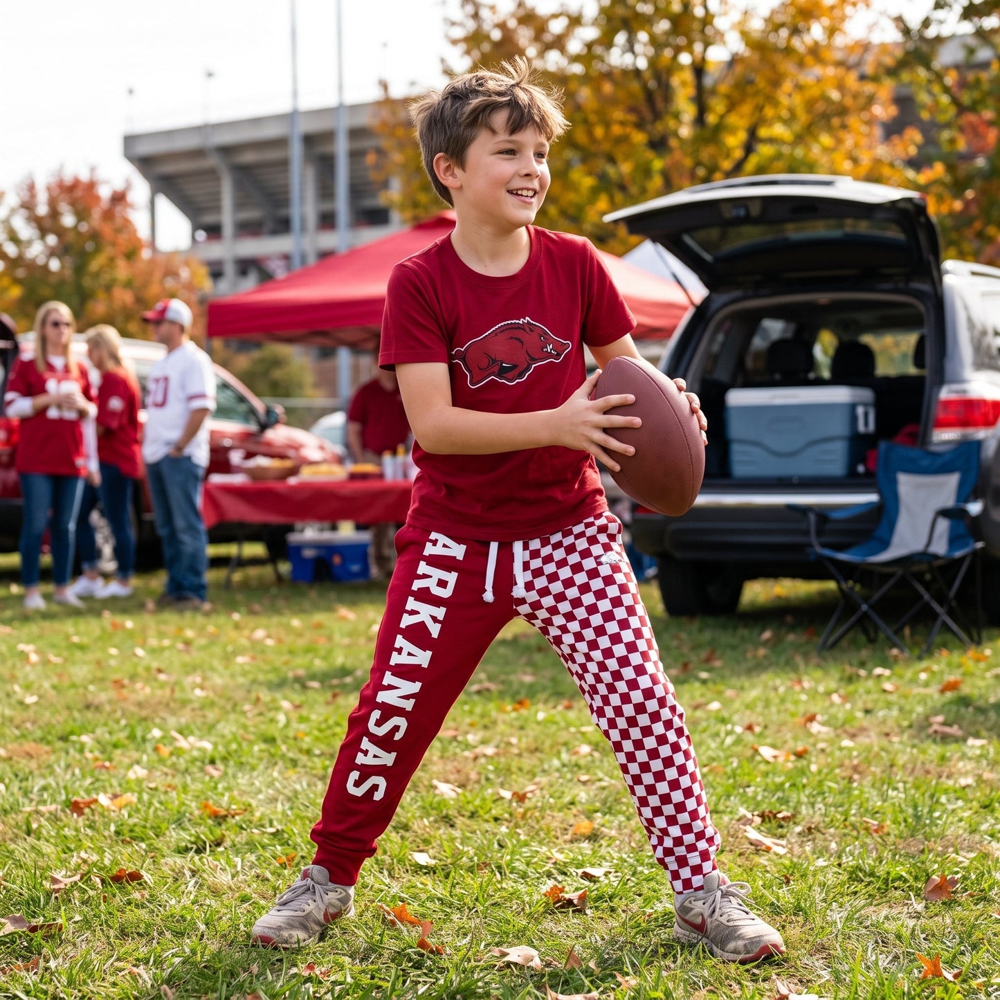 BSPO0699 Vinyl School Team Red Plaid Boys Set