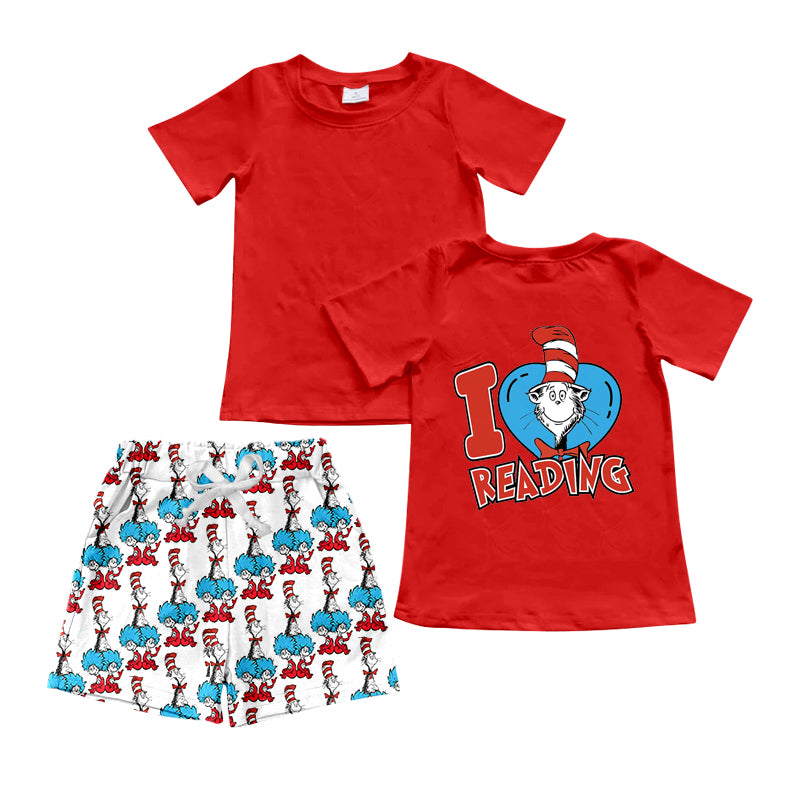 pre -order red pattern print Boys Summer set BSSO1157
