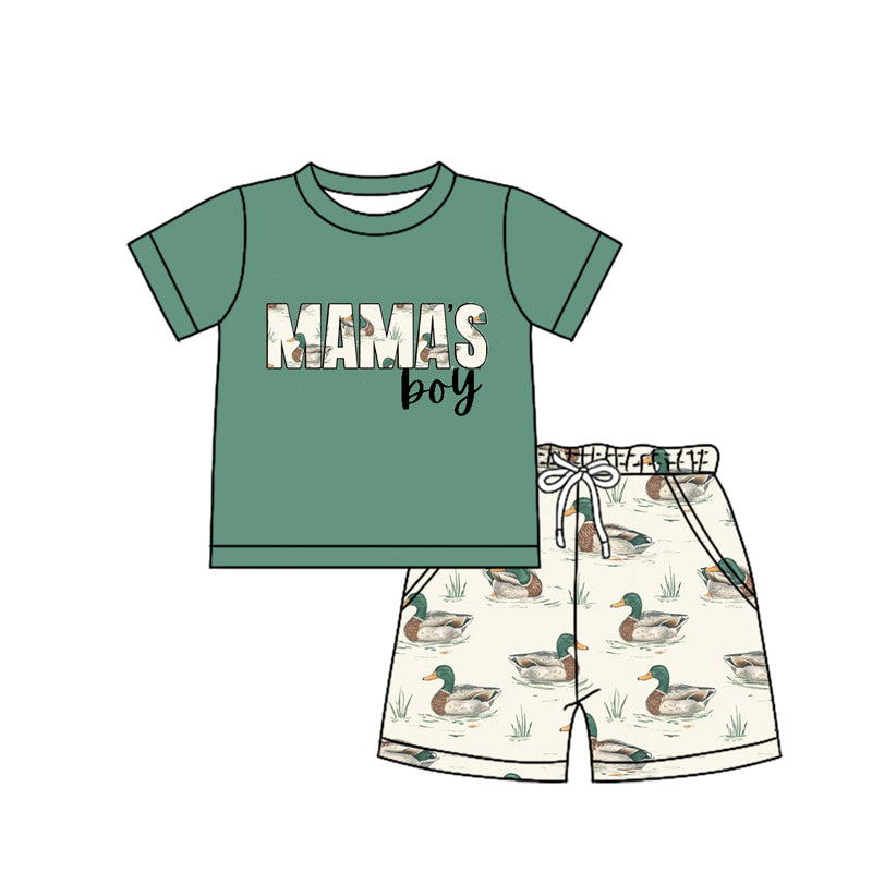 pre -order mama‘s boy duck print Boys Summer set BSSO1170