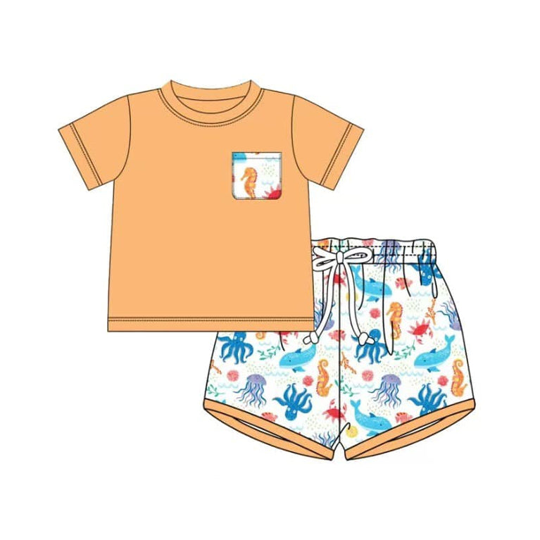 pre -order Orange Short Sleeve boy set BSSO1299