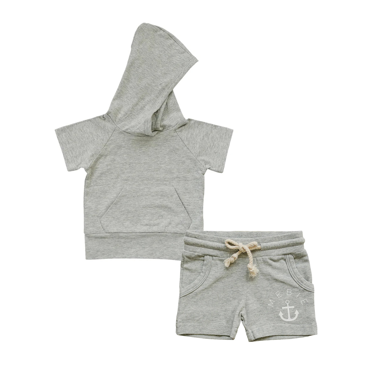 pre -order grey cotton hoodedShort Sleeve boy set BSSO1327