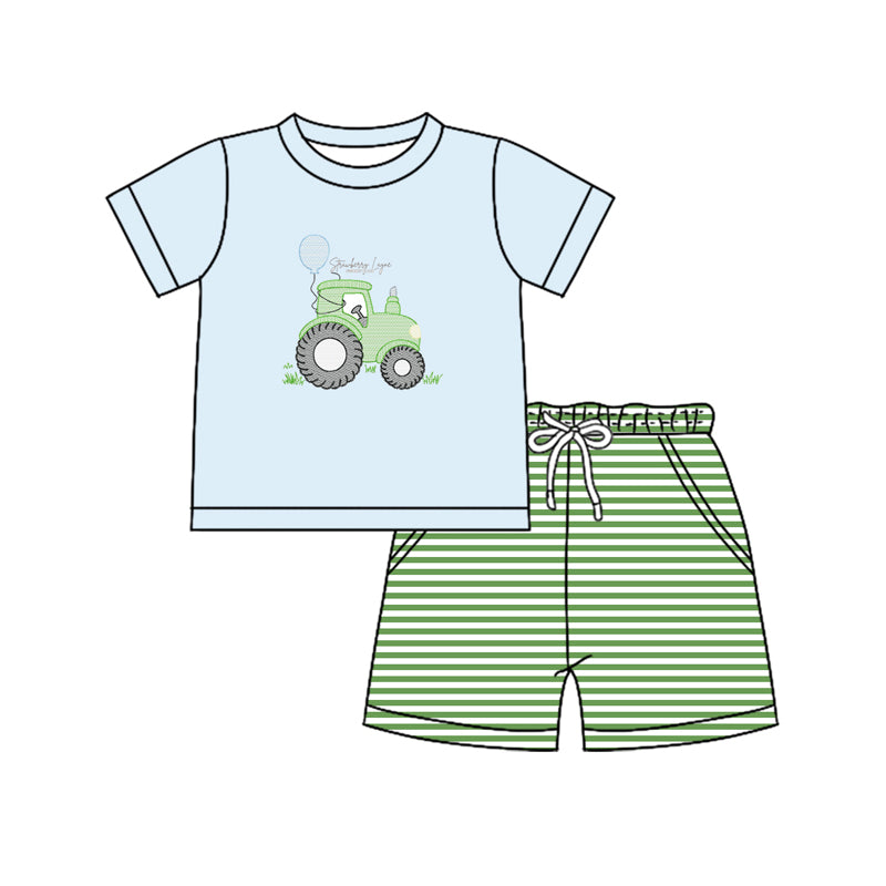 pre -order tractor print Short Sleeve boy set BSSO1330
