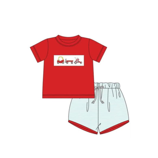 pre -order red cars print short Sleeve boy set BSSO1376