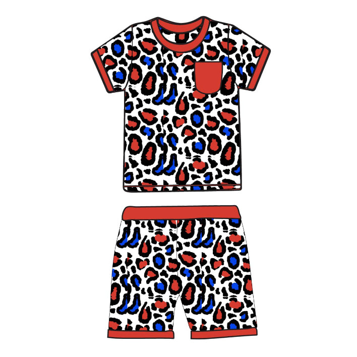 pre -order leopard print short Sleeve boy set BSSO1402