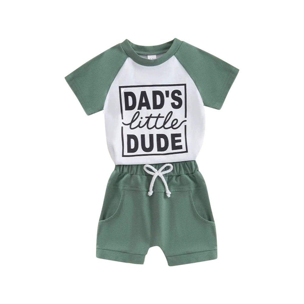 pre -order green daddy's little DUDE short Sleeve boy set BSSO1475