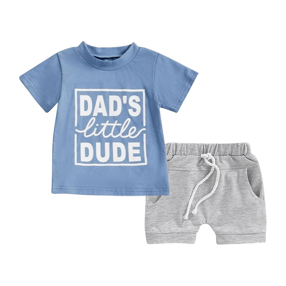 pre -order blue daddy's little DUDE short Sleeve boy set BSSO1476