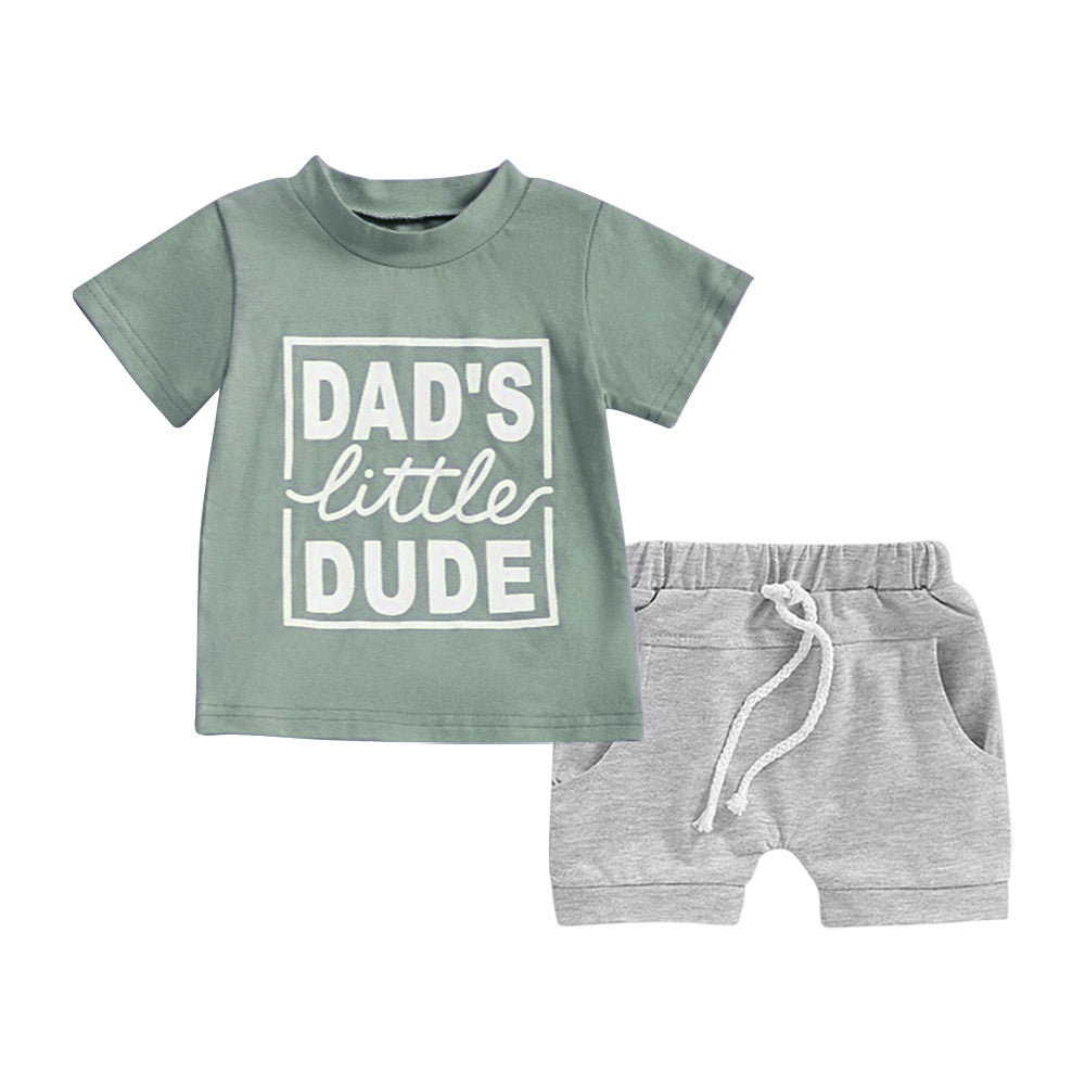 pre -order green daddy's little DUDE short Sleeve boy set BSSO1477