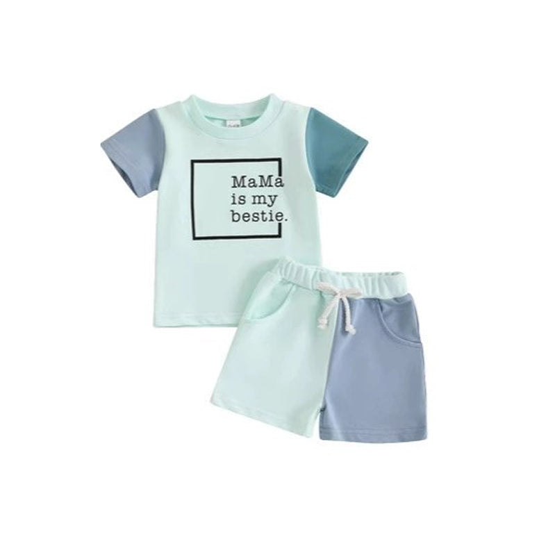 pre -order green print short Sleeve boy set BSSO1478