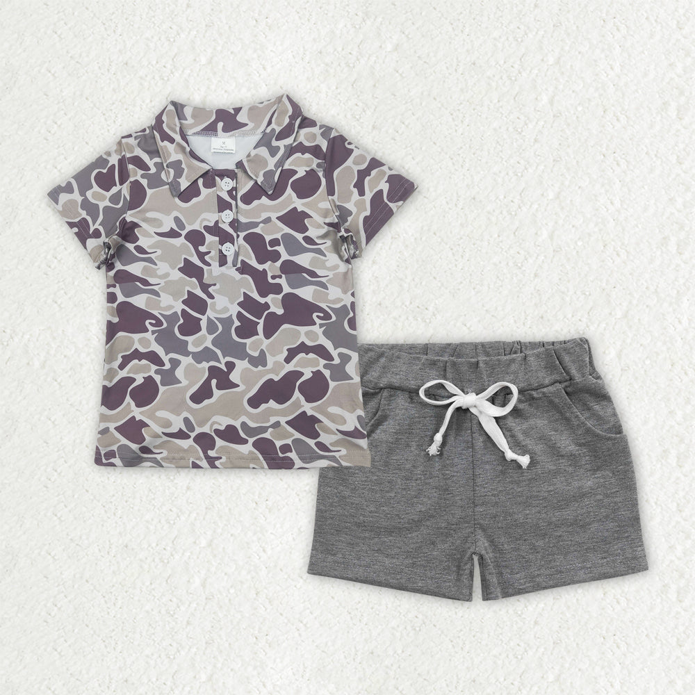 pre -order Green camo print short Sleeve boy set BSSO1490