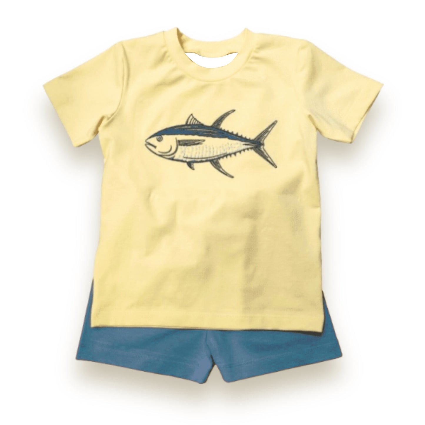 pre -order fish print yellow short Sleeve boy set BSSO1517