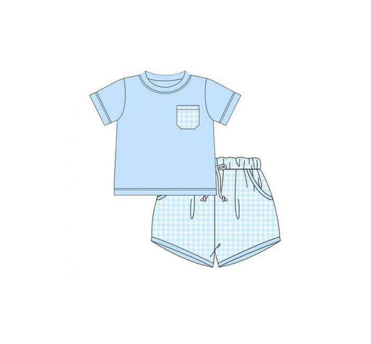 pre -order Blue plaid short set BSSO1683