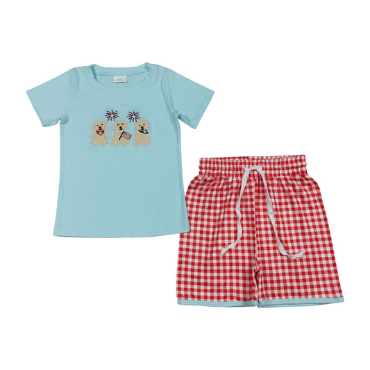 4th of july Embroidered Dog Boy Set BSSO1934