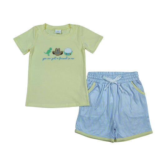 Green Dinosaur Embroidery Boy Set BSSO1968