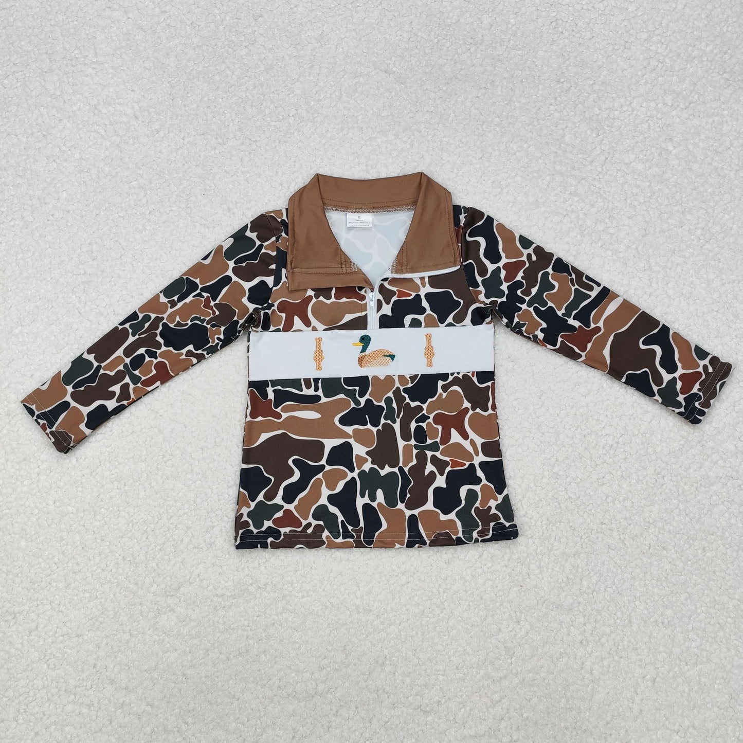 Camo Boy embroidery duck bottle Long Sleeve Pullover