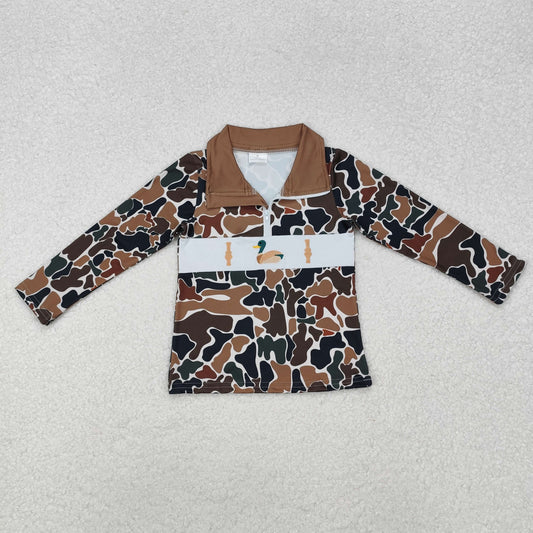 Camo Boy embroidery duck bottle Long Sleeve Pullover