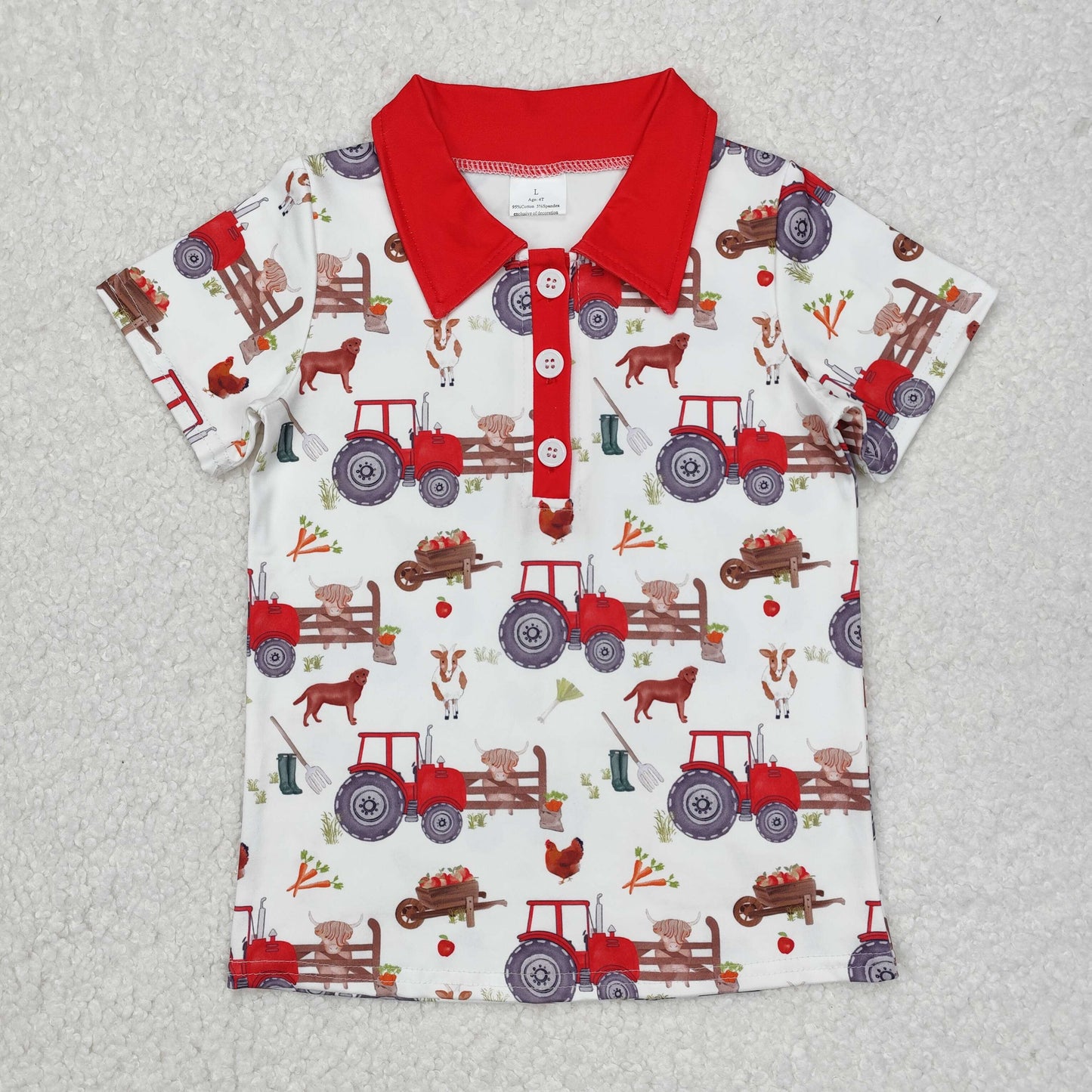 farm animals tractor Print Short Sleeve Shirt