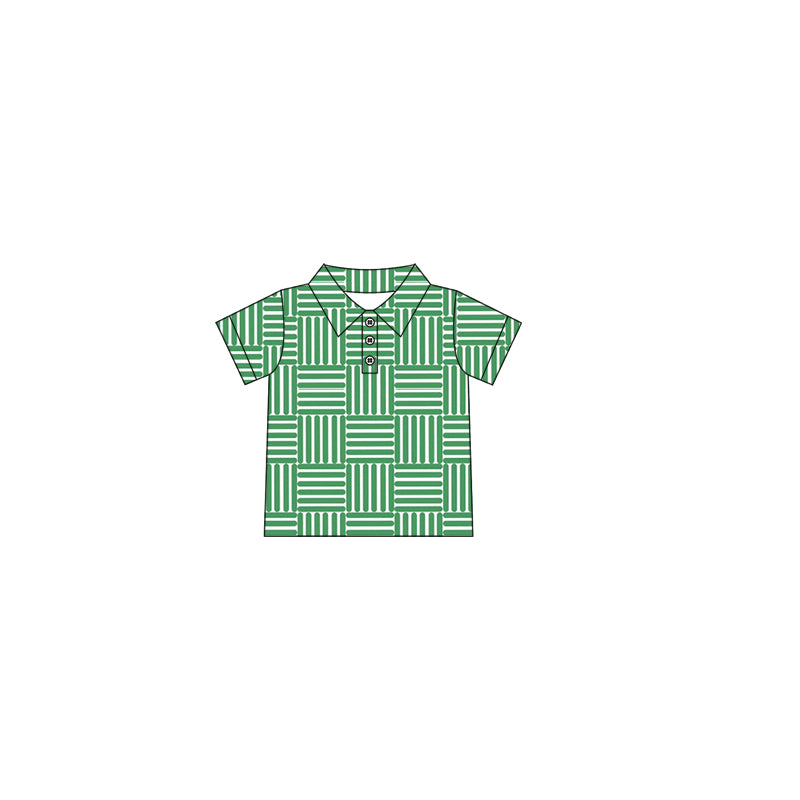 pre -order Green stripe patchwork top