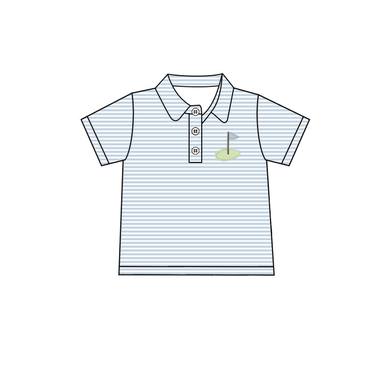 pre -order Blue stripe print short Sleeve boy set BT1232