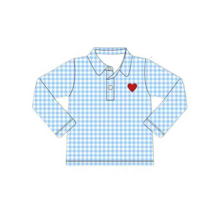 pre -order Valentine Blue plaid boy shirt BT1386