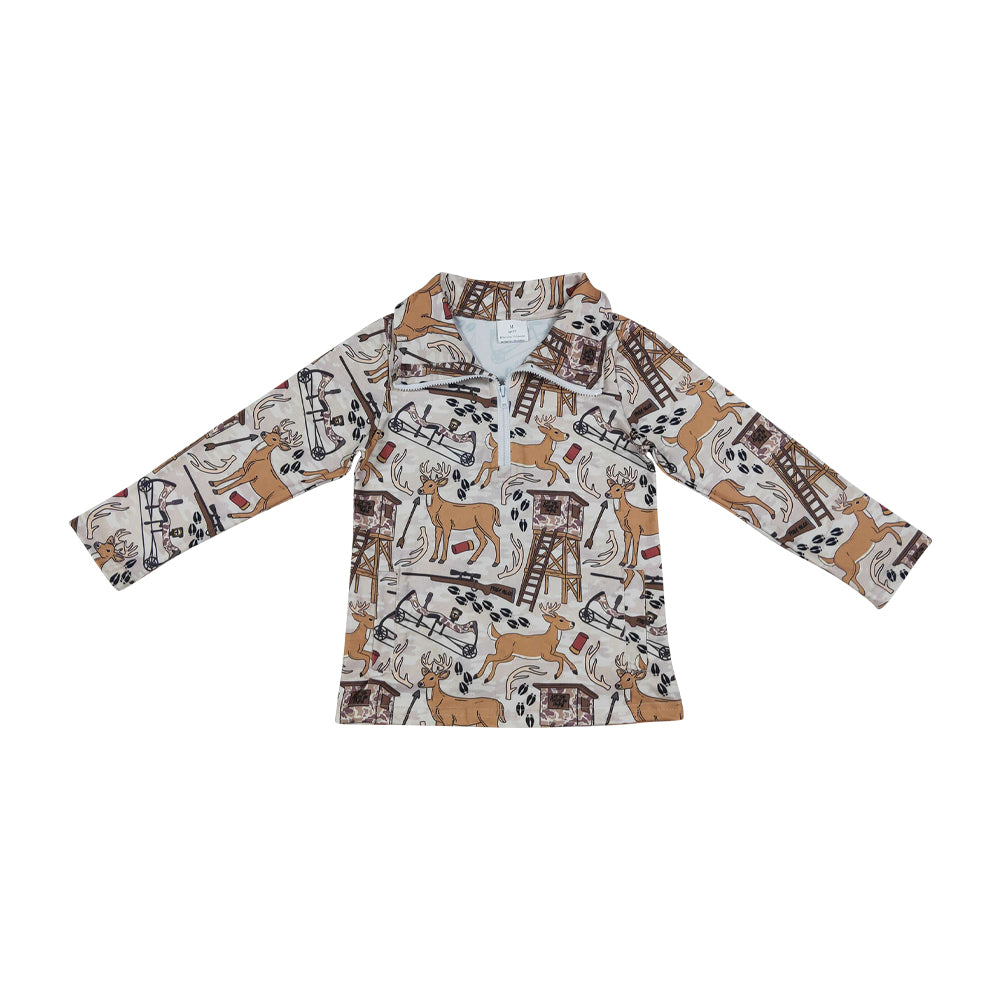 hunting deer Print Long Sleeve Pullover BT1397