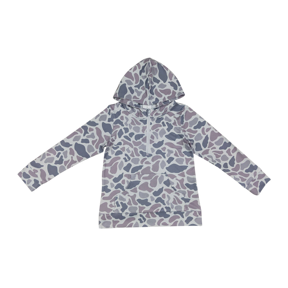 Grey Camo print Long Sleeve Hoodies BT1849