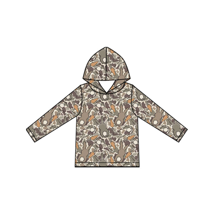 Preorder MOQ 5 pcs BT1965 Easter Bunny Camo Kids Boys Hoodie Pullover