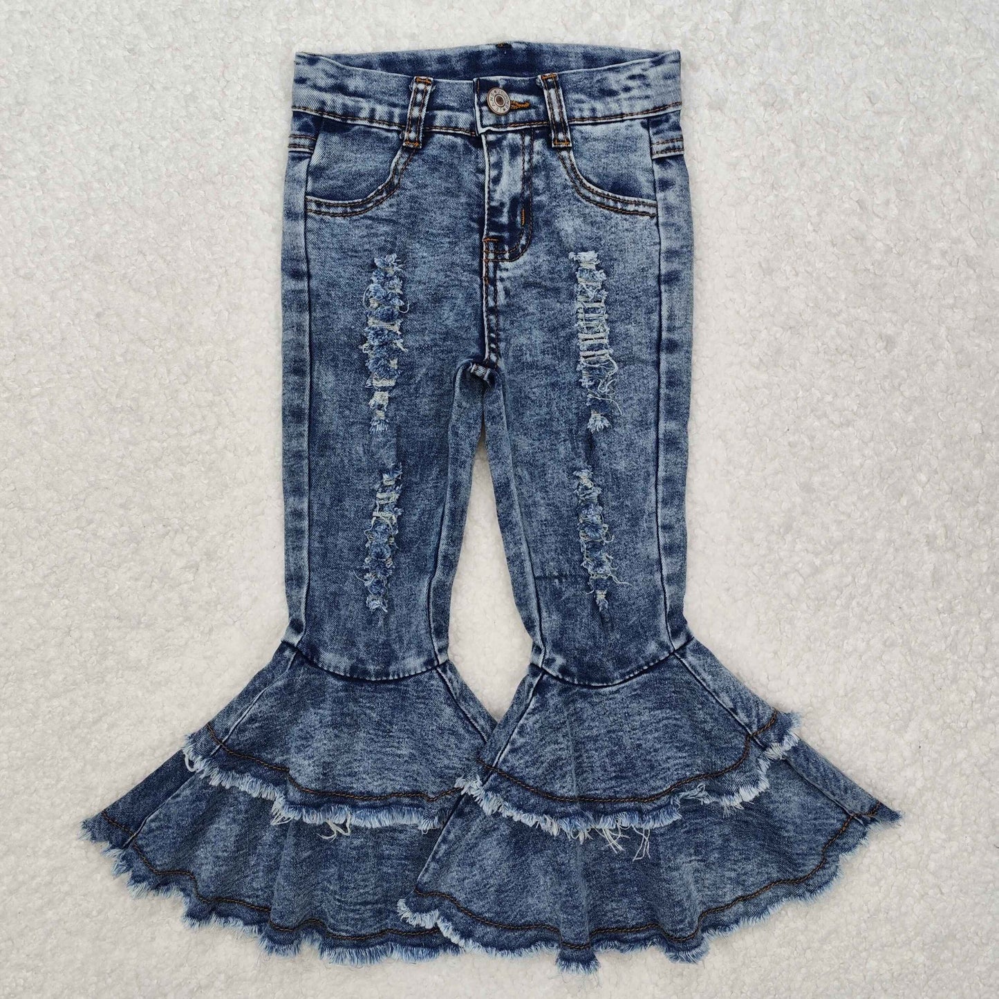 blue double ruffles Bell Jeans