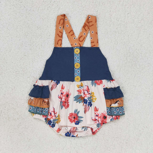 Flowers horse Print Romper