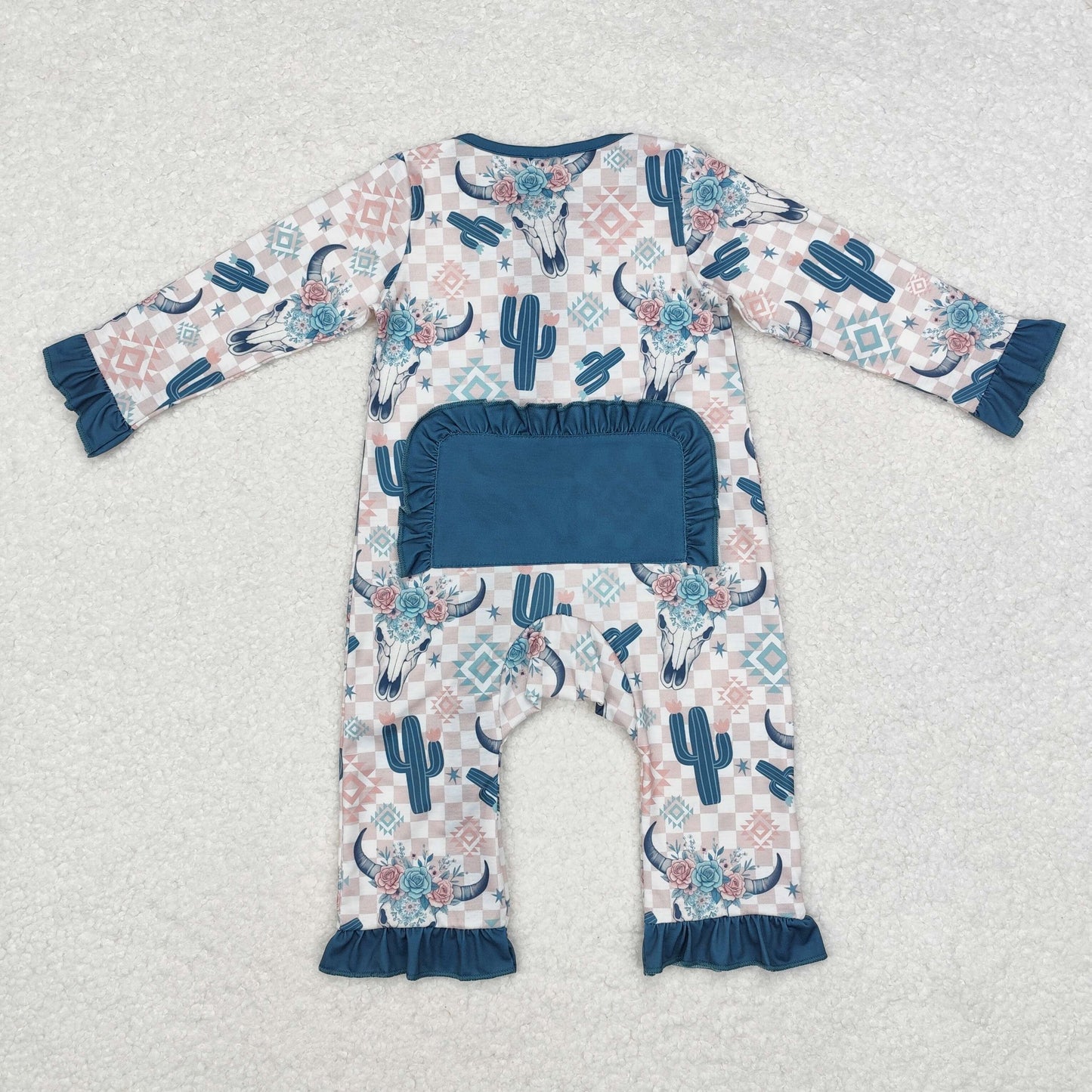 Western cow print Baby Romper With zipper( material contains bamboo )