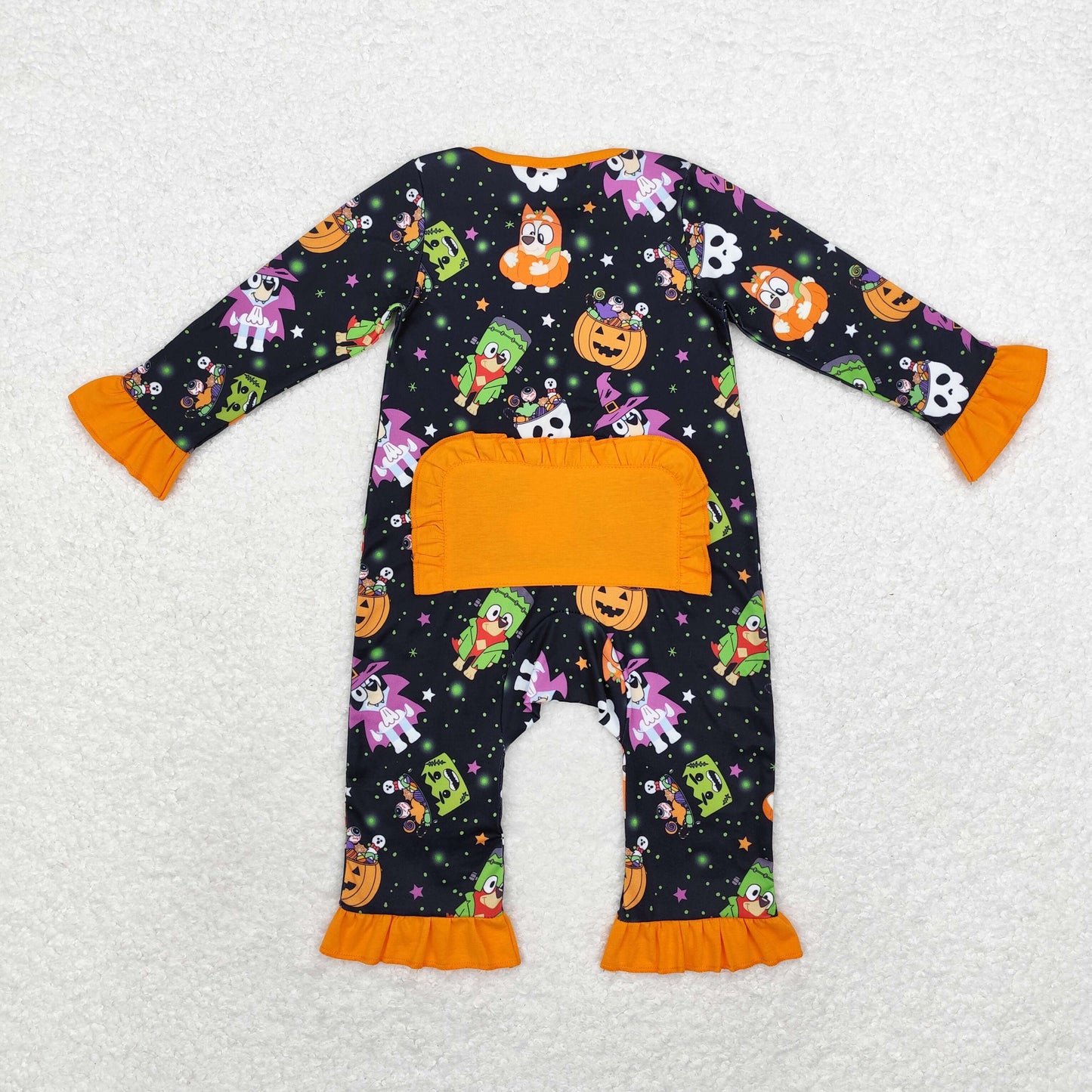Halloween black pumpkin Baby Romper With zipper