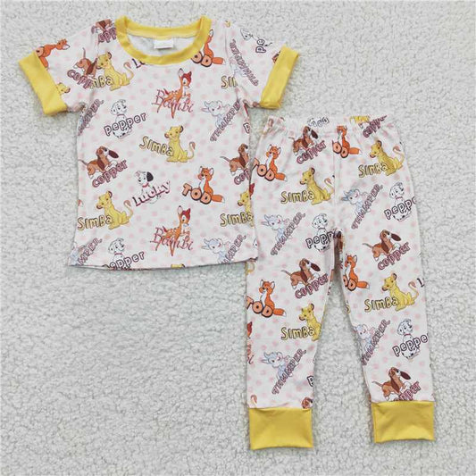 Yellow Animal Cartoon Pajamas