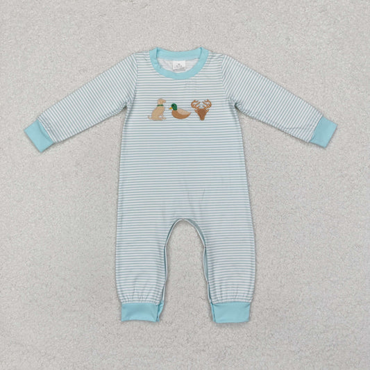 Stripe Embroidery Duck Baby Romper